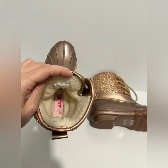 JOSMO Girls Rose Gold Glitter Duck Boots size 2 - Picture 7 of 15